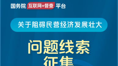 鸡鸡操逼逼国务院“互联网+督查”平台公开征集阻碍民营经济发展壮大问题线索